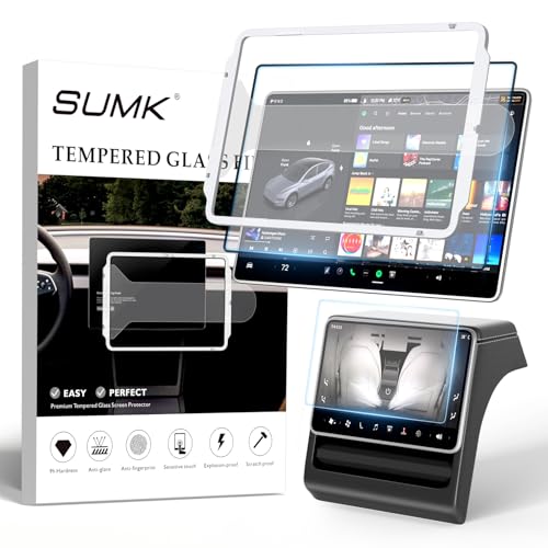 SUMK for Tesla Model Y Juniper & Model 3 Highland Screen Protector Accessories [Anti-glare/Fingerprint] Front & Back Screen Protector for Model Y Performance (2025 2026)/Model 3 Highland (2024-2026)-Matte
