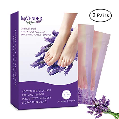 LiRainhan 2 Pairs Exfoliating Foot Peel Mask-Peeling Away Rough Dead Skin & Calluses in 1-2 Weeks Repair Rough Heels Lavender for Men Women & Get Soft Smooth Soft Foot