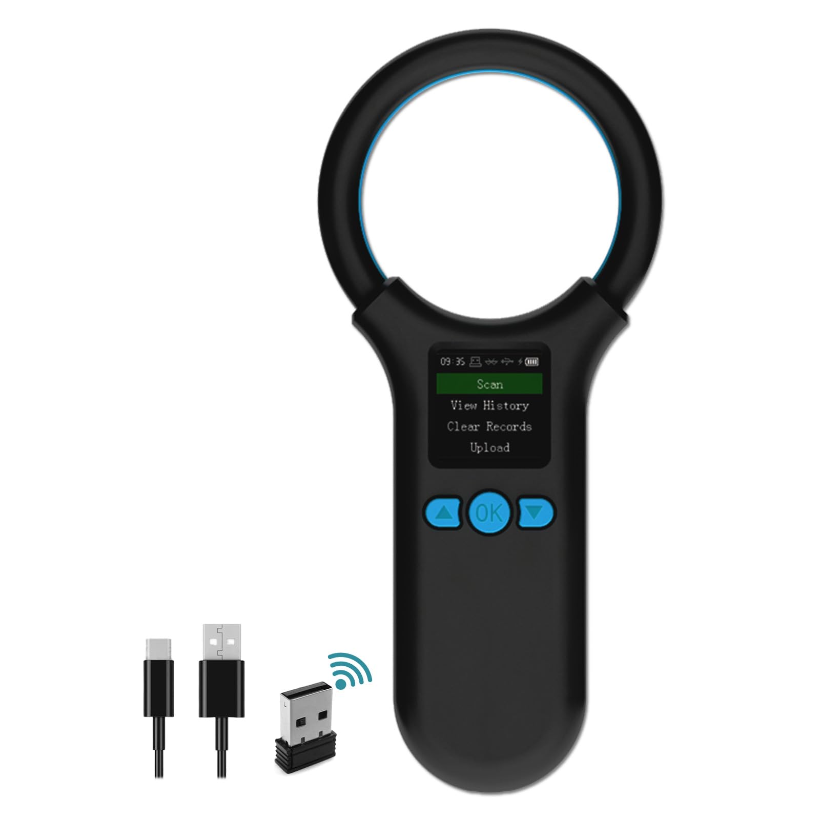 Pet Chip Scanners, Animal Microchip Tag Reader Scanner, Three Ways to Connect,Upgrade TFT Large Screen, Store 500 Labels, Support to View History, Delete Records (Blue)-image-8