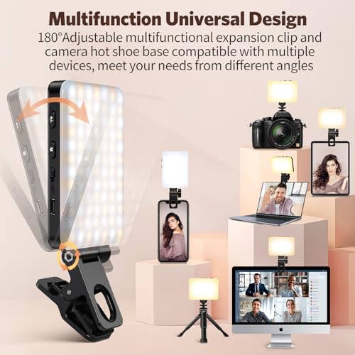 84 Luz de vídeo LED, 3000-10000K 3 Modos de luz led portatil, luz Foco para movil con batería de 2000 Mah, CRI 95+, luz LED de videoconferencia para iPhone, iPad, computadora portátil, cámara - Imagen 6