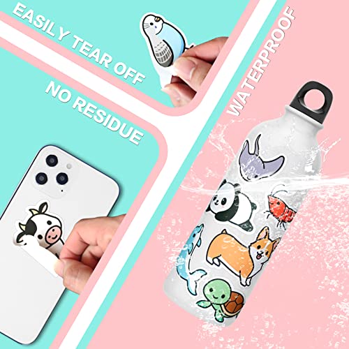 Cute Animal Stickers For Kids, 100Pcs Water Bottle Stickers For Teens, Waterproof Stickers Aesthetic Vinyl Kawaii Cartoon Stickers For Laptop Luggage Skateboard Computer Hydroflask Phone Bumper #TOP5