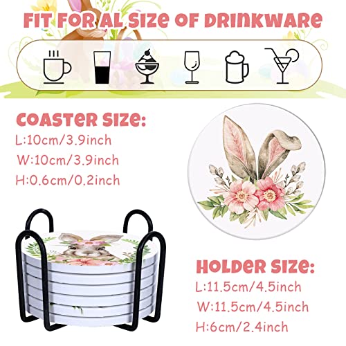 Dessous de verre lapin de Pâques en céramique avec support lot de 6 - 3