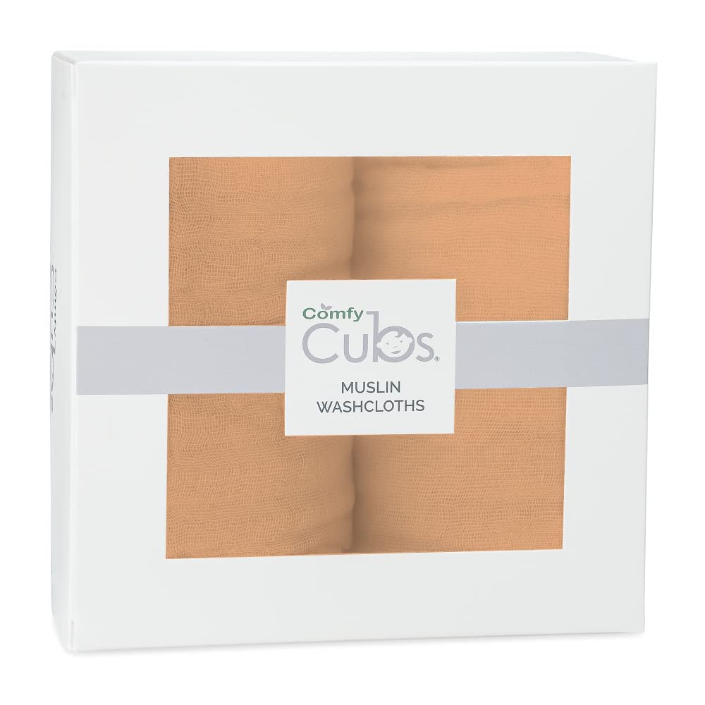 Comfy Cubs Baby Washcloths, Muslin Cotton Baby Towels and Baby Hooded 9 Layer Muslin Cotton Towel Bundled
