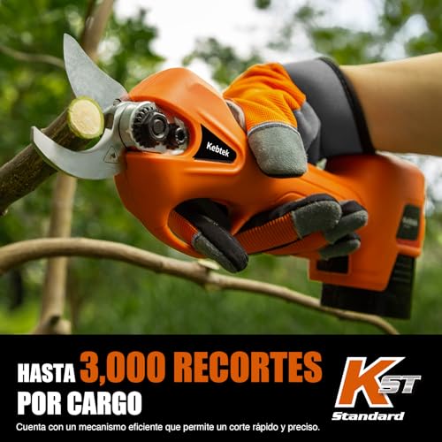 Miniatura 3 de Kebtek Tijeras De Podar Eléctricas Con Batería Profesional, Tijeras Rama Inalámbrico Con Motor Sin Escobillas, 2 Piezas Batería De Litio Recargable De 2ah, Diámetro De Corte De 25mm