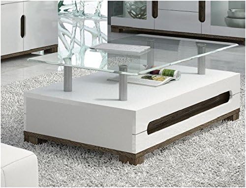 furniturefactor Lorenz High Gloss White Coffee Table With Top Glass (P9RXLS90)