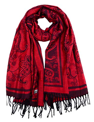 Women's Pashmina Shawl and Wrap Two Tone Ethnic Paisley Pattern Scarf 70.8'X27.5'