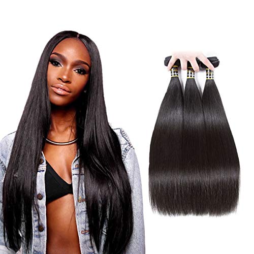 Puddinghair 12 Inch Brazilian Straight Hair Bundle 100% Unprocessed Virgin Human Hair Straight Human Hair Weave Bundle Natural Color Hair Bundle 100g (12" Single Bundle)