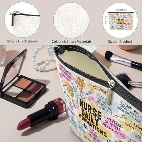 jeilink Daily Affirmations Makeup Bag Nurse Accessories for Work Nurse Gifts Nursing Student Essentials Inspirational Female RN Nurse Coworker Birthday Friendship Nurse Day Travel Toiletry Bag