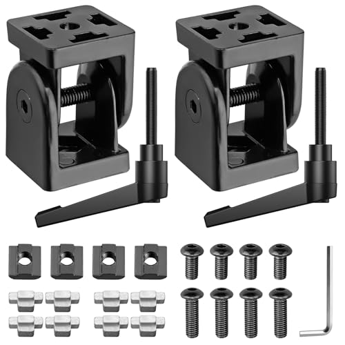JiGiU Conector de Ángulo Ajustable 2 Piezas 4040 Tuerca 8 Junta de Perfil de Aluminio Rango de Rotación de 180° con Abrazadera de Palanca Accesorios de Montaje de Palanca para Impresora 3D