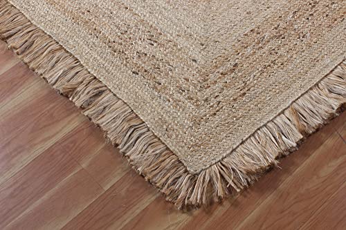 Tapis tressé main en jute 150x210 cm pour salon et jardin - 8