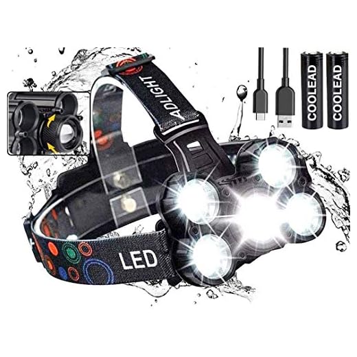 Linterna frontal LED Recargable de Trabajo, 8000 Lúmenes, 4 Modos de Luz con Flash, Zoom in/out, Ligera Elástica, Impermeable para Ciclismo, Correr, Deportes Nocturnos...