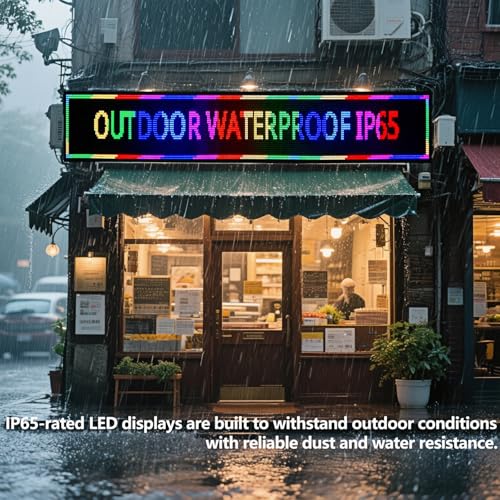 Image of P10 LED Programmable Advertising Sign, High Brightnes Outdoor Digital Sign Waterproof, WiFi Control LED Open Signs for Business, Electronic Message Display Board 115 inchX14 inch