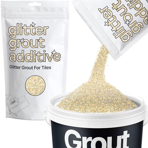 Hemway | Glitter Grout Tile Additive 100g for Tiles Bathroom Wet Room Kitchen | Easy to use - Add / Mix with Epoxy Resin or Cement Based Grout | Temperature Resistant (Champagne)