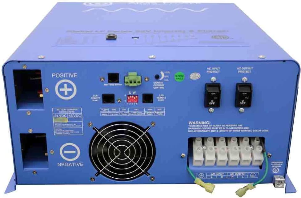 AIMS Power 6000 W / 18000 W Peak Pure Sine Inverter Charger 24Vdc to 120Vac Output Listed to UL 458/1012/1741 CSA