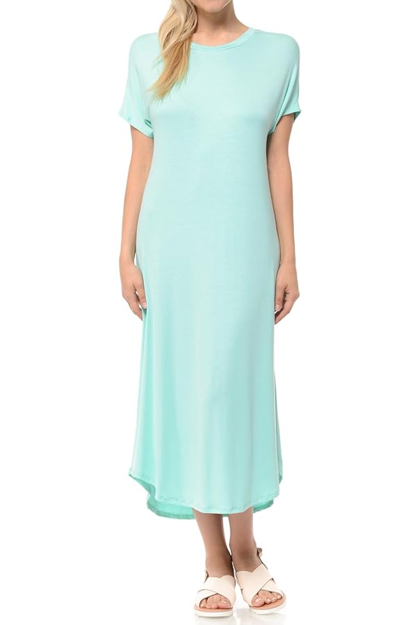 iconic luxe Women's Casual Loose-Fit Midi T-Shirt Dress – Short Sleeve, Soft Stretchy Fabric, Lightweight X-Large Mint by iconic luxe - Used condition - Image 3