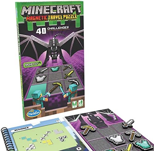 ThinkFun Minecraft Magnetic Travel Puzzle Challenge Logic Brain Game and STEM Toy for Kids Age 8 Years Up
