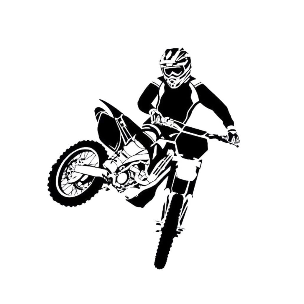 Wedhapy bedroom wall stickers Motorbike Wall Stickers Self Adhesive PVC Dirt Bike Decal Bedroom Decor Black 58x68cm motocross