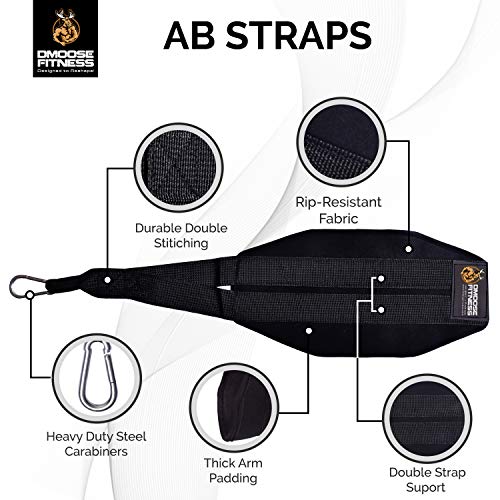 DMoose Fitness Hanging Ab Straps for Abdominal Muscle Building and Core Strength Training, Adjustable Arm Support for Ab Workouts, Padded Gym Equipment for Men and Women