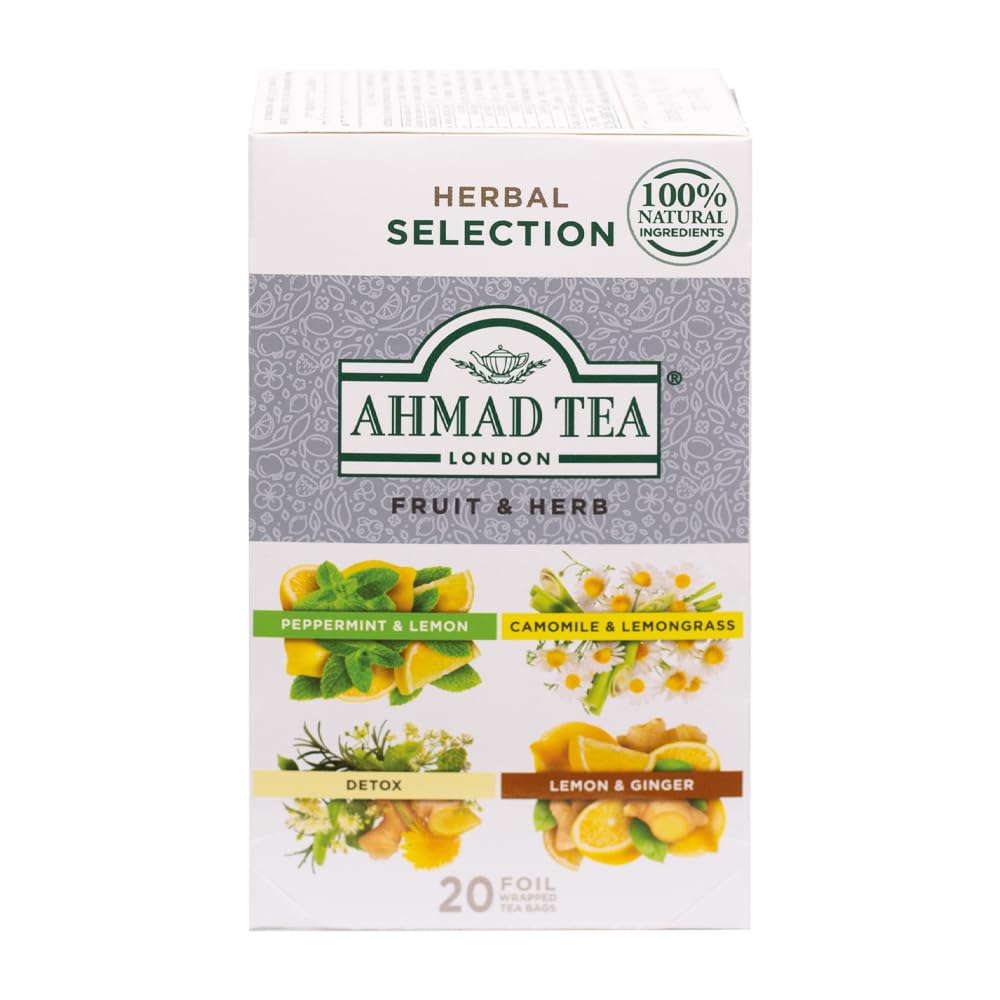 Ahmad Tea Herbal Tea, Camomile, Honey, & Vanilla Teabags, 20 ct (Pack of 6) - Decaffeinated & Sugar-Free