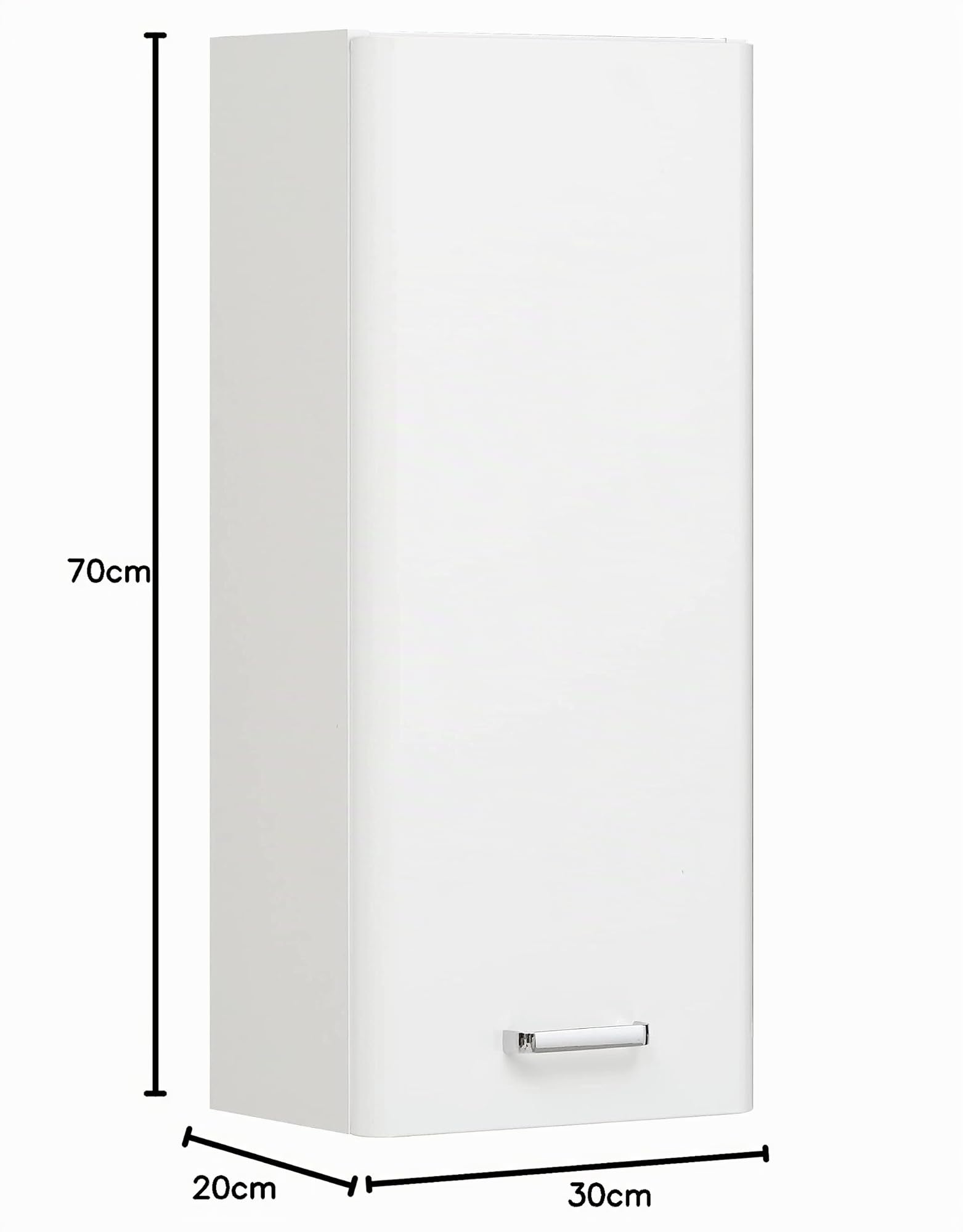 Pelipal Badezimmer Hängeschrank Quickset 359 in Weiß Hochglanz, 30 cm breit | Bad Wandschrank mit 1 Tür und 2 Einlegeböden