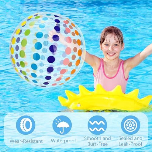 Quuylin Wasserball Aufblasbar, 2 Stück Bunt Gestreifter WasserbäLle, 40cm Strandball, Sommer Schwimmball Wasserspielzeug für Kinder Erwachsene Strand, Pool Party, Outdoor-Aktivitäten (A)