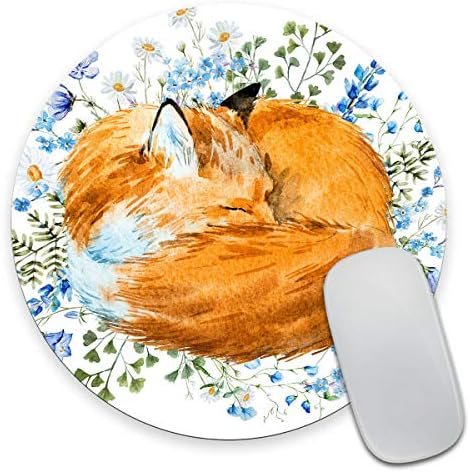 Watercolor Floral Round Mouse Pad - Pink Flowers Non-Slip Desk Mat