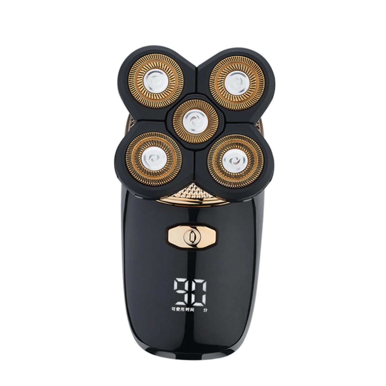 Rifinitore Barba Uomo Elettrico Five-in-one in Acciaio Titanio | Oro, Basso Rumore e Contorno Preciso, Ricarica Usb, Taglio Chioma e Rasatura
