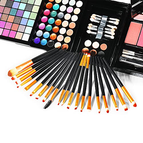 Teen Beginner Makeup Kit, Makeup Kit For Women Full Kit 177 Color Eyeshadow Palette Lipstick Set Lips Blush Foundation Eyebrow Powder With Mirror + 20Pcs Brush #TOP6