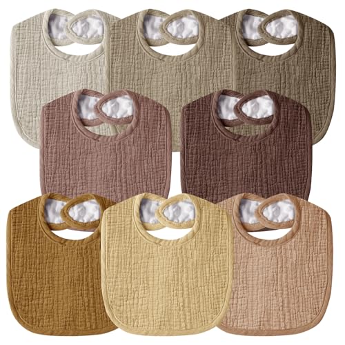Wrrernsin Muslin Baby Bibs for Unisex Boys Girls, Cotton Drool Bib, Adjustable Newborn Bib for Drooling and Teething