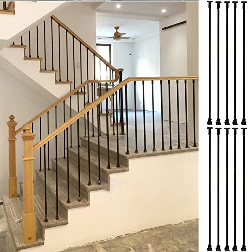 Garde-corps fer forgé horizontal noir pour fixation balustre carré 7 marches