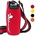 Vivaglory Insulated Neoprene Water Bottle Sling with Wide Adjustable Shoulder Strap, for Carrying Around Water Bottles, Red
