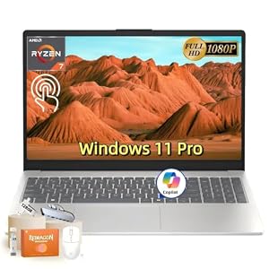 HP 15.6 FHD Touchscreen Laptop Computer, AMD Ryzen 7 7730U(8 Cores), 16GB RAM, 512GB SSD, 15.6 LED Anti-Glare, Wi-Fi 6, BT 5.4, Copilot Key, Free Office 365 for The Web, Windows 11 Pro, W/Accessories