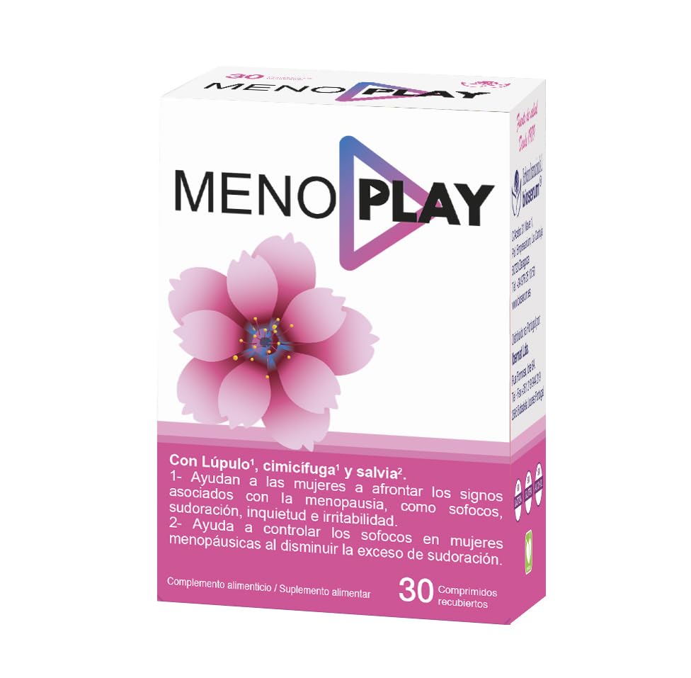 Menoplay 30 comprimidos | Herbetom Bioserum | con Menoduo®, salvia, shatavari, cimicífuga, sauzgatillo, canela y vitaminas | Sofocos menopausia