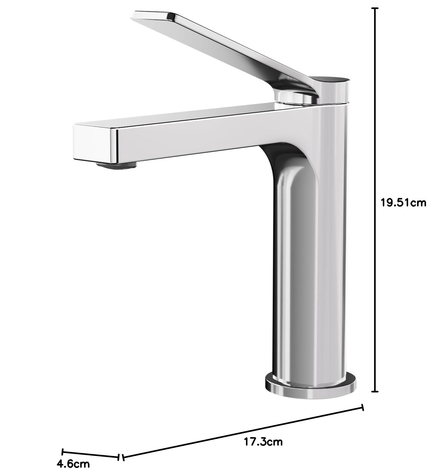 EMKE Grifo de Baño Cromado con Aireador, 195x173x46 mm | Mezclador de Lavabo en Latón Macizo, Cartucho Cerámico, Instalación Fácil