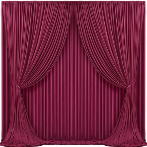 Image of 20x10ft Burgundy Backdrop Curtain for Wedding Parties Wrinkle Free Fabric Maroon Drapes Backdrop Decoration for Baby Shower Birthday Photography Decoration 4 Panels, 5ft x 10ft