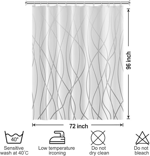 Miniatura 137 de Cortina de ducha pequeña a rayas gris claro degradado para baño, 36 x 72 pulgadas, juego de cortina de ducha geométrica para cabina de RV con Gris