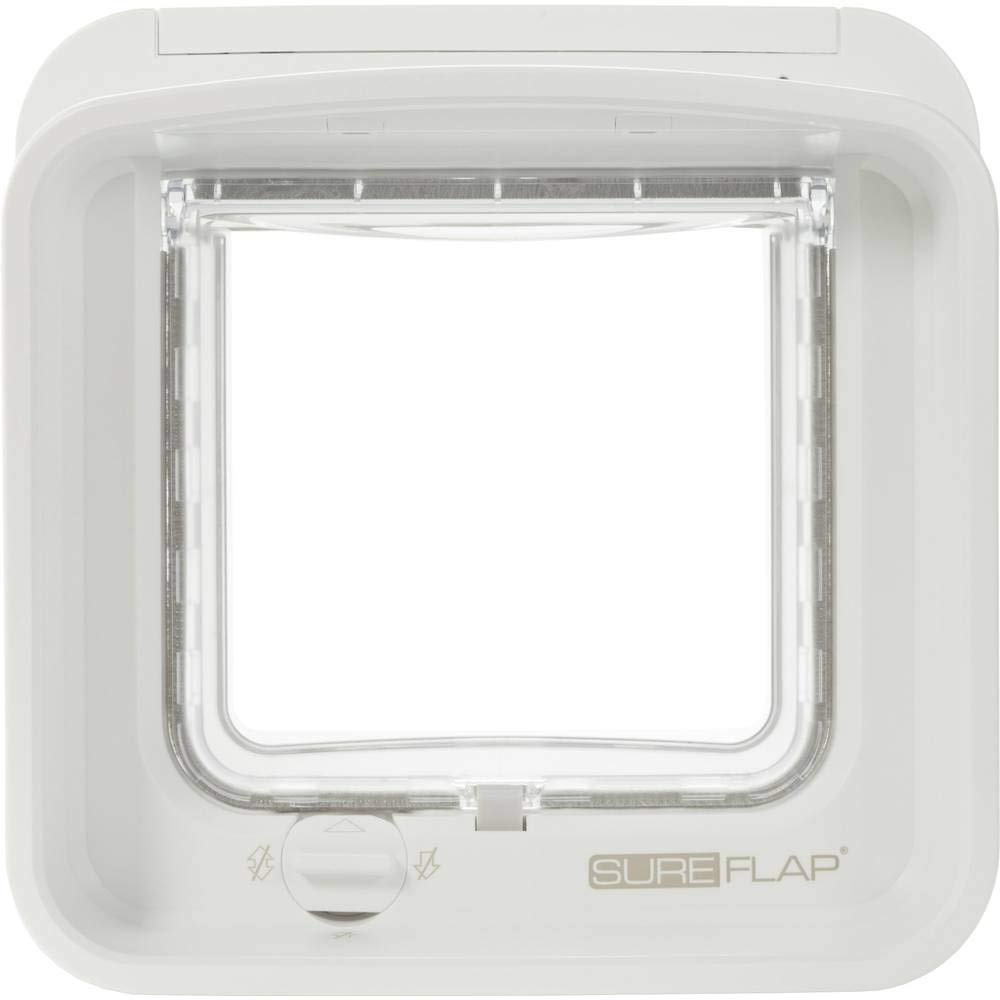 Gattaiola con Lettore Microchip DualScan SureFlap Sure Petcare, compat. Targhetta RFID e Microchip, azion. a Un Pulsante, Install. su Porte, finestre, pareti, Bianco, Rich. 4 batterie AA (Non incl)
