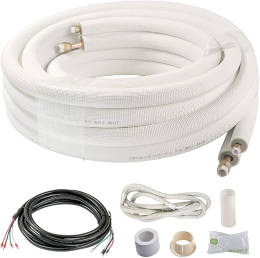 ICOOL 25 Ft. Mini Split Line Set 1/4 1/2 O.D. & 3/8 PE Thickened Insulated Coil Copper Pipes for Air Conditioner HVAC Refr...
