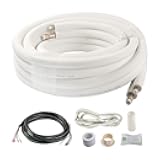 ICOOL 25 Ft. Mini Split Line Set 1/4 1/2 O.D. & 3/8 PE Thickened Insulated Coil Copper Pipes for Air Conditioner HVAC Refrigeration and Heating Equipment, with Fittings