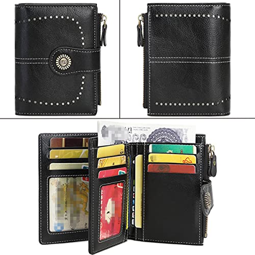 Small Women Wallet PU Leather Bifold Purse RFID Blocking Card Holder Wine3