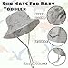 Baby Sun Hat Toddler Bucket Hats Summer Sun Protective Kids Beach Hats Wide Brim Outdoor Camping Hat for Boys Girls Dinosaur Grey 2-4T