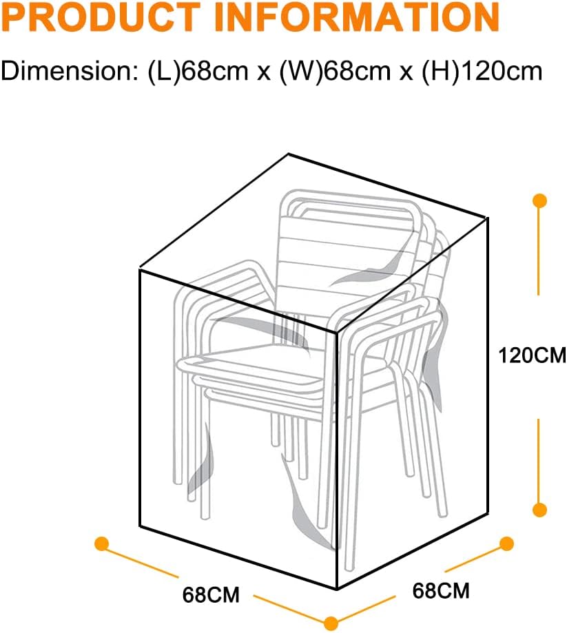 EIF - Outdoor Chair Covers Waterproof - Protect Your Outdoor Furniture from Sun, Rain & Snow | Fits Most Chairs | UV Resistant | Easy to Install. (Size: L26.8” x D26.8” x H47.2”)