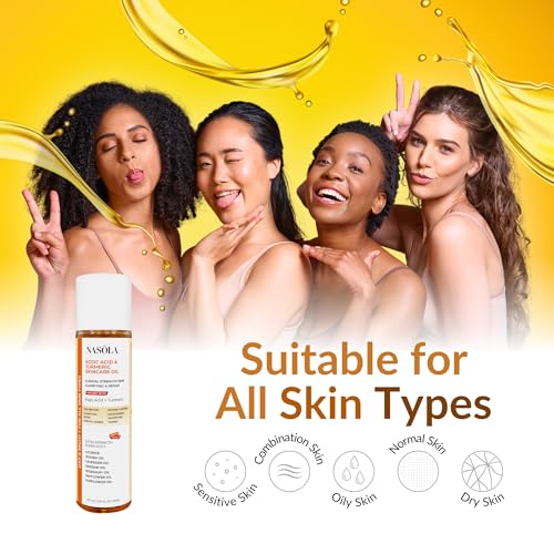 Nasola Kojic Acid & Turmeric Skincare Bio Pure Oil – Maximum Strength Clarifying Body Oil with Licorice, Jojoba, Rosehip & Lavender – Hydrating Moisturizer Serum for Uneven Skin Tone & Fine Lines