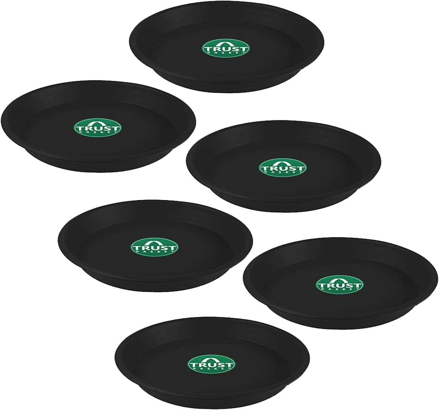 Trustbasket Uv Treated Round Bottom Tray(Plate/Saucer) Suitable for 6 Inch Round Plastic Pot Heavy Duty Highly Durable Plant for Indoor Home Decor & Outdoor Balcony Garden (Set of 6) (Black)