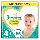 Pampers Premium Protection Windeln, Größe 4 Maxi (9-14 kg), Monatsbox, 1er Pack (1 x 168 Stück)