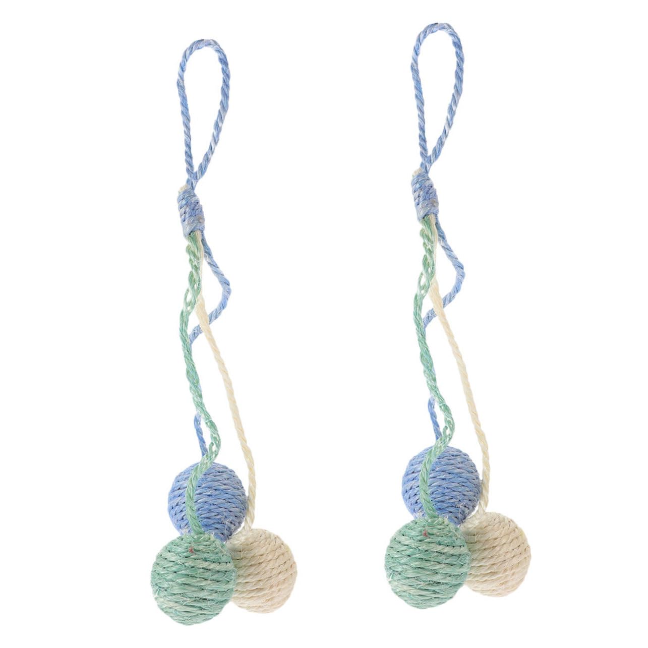 Sosoport Cat Interactive Toys 2 Pack Sisal Hanging Balls Cat Scratch Post Bright Colors Mental Stimulation Portable Set