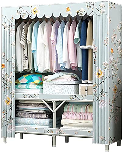 Msuiiixcccc Armario de Metal Dormitorio Armario Estante de Ropa Barra de Ropa Plegable portátil Colgante Armario Perchero (Color: tamaño E: 172 80 48 cm) (c 172 * 110 * 48 cm)