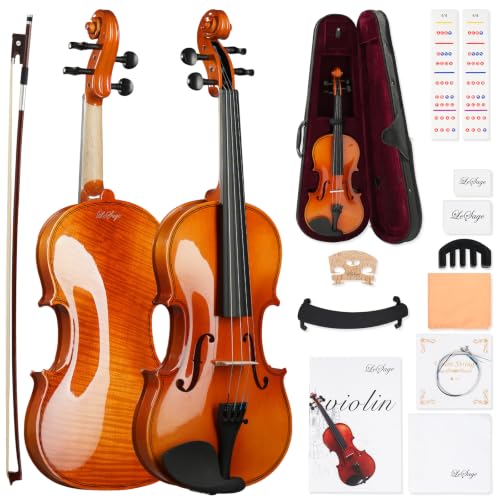 LeSage Violin for Beginners, 4/4 Full Size Acoustic Complete Kit with Case