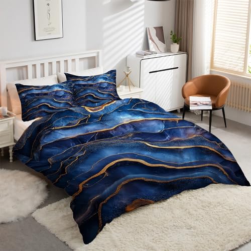 Housse de couette 140x200 bleu avec fermeture éclair parure de lit microfibre