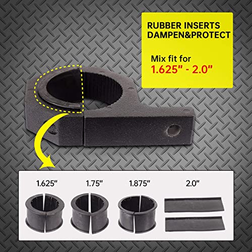 Lizard Go Tube Clamps - Pack Of 4,Horizontal Bar Clamp 1.625 Inch,1.75 Inch,1.875 Inch,2.0 Inch,Roll Bar Clamp For Led Light Bar,Cube Lights,Atvs Whips (1.625~2.0" Clamps) #TOP2